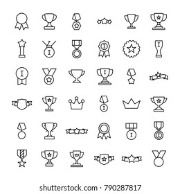 Modern outline style award icons collection. Premium quality symbols and sign web logo collection. Pack modern infographic logo and pictogram. Simple achievement pictograms on a white background.