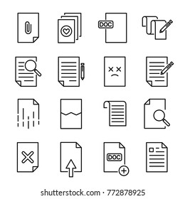 Modern outline style document icons collection. Premium quality symbols and sign web logo collection. Pack modern infographic logo and pictogram. Simple file pictograms on a white background.