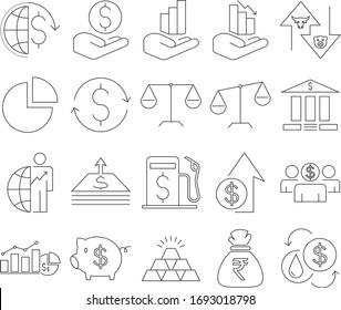 Modern outline style economy, finance and growth vector icons. Economy and Money icons.