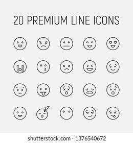 Modern outline style emoji icons collection. Premium quality symbols and sign web logo collection. Pack modern infographic logo and pictogram. Simple emoticons pictograms