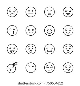 Modern outline style emoji icons collection. Premium quality symbols and sign web logo collection. Pack modern infographic logo and pictogram. Simple emoticons pictograms.