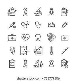 Modern Outline Style Healthcare Icons Collection. Premium Quality Symbols And Sign Web Logo Collection. Pack Modern Infographic Logo And Pictogram. Simple Medical Pictograms.