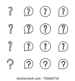 Modern outline style help and question icons collection. Premium quality symbols and sign web logo collection. Pack modern infographic logo and pictogram. Simple question pictograms.