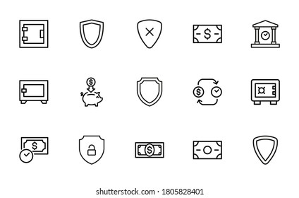 Modern outline style insurance icons collection. Premium quality symbols and sign web logo collection. Pack modern infographic logo and pictogram. Simple insurance pictograms on a white background.