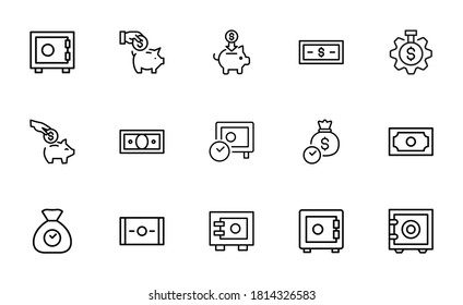 Modern outline style insurance icons collection. Premium quality symbols and sign web logo collection. Pack modern infographic logo and pictogram. Simple insurance pictograms on a white background.