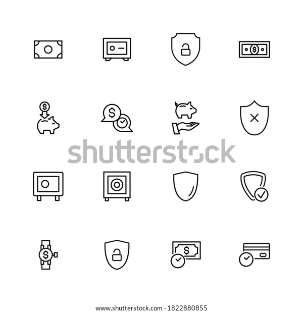 Modern outline style insurance icons
collection. Premium quality symbols and sign web logo collection.
Pack modern infographic logo and pictogram. Simple insurance
pictograms on a white
background.