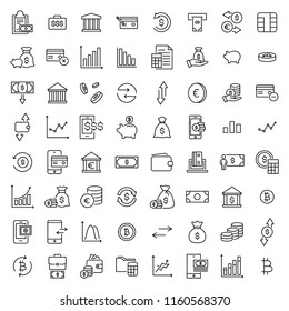 Modern outline style investments icons collection. Premium quality symbols and sign web logo collection. Pack modern infographic logo and pictogram. Simple money pictograms on a white background.