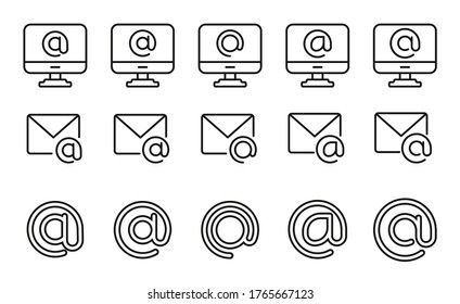 Moderne Umrissstichensammlung für E-Mails. Symbole in Premiumqualität und Weblogo-Kollektion. Packen Sie modernes Infografik-Logo und Piktogramm ein. Einfache E-Mail-Piktogramme.