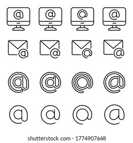 Modern outline style mail icons collection. Premium quality symbols and sign web logo collection. Pack modern infographic logo and pictogram. Simple e-mail pictograms.