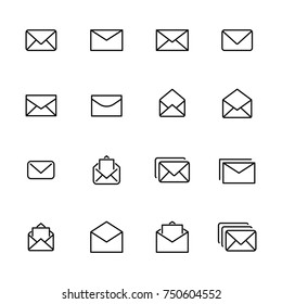 Modern outline style mail icons collection. Premium quality symbols and sign web logo collection. Pack modern infographic logo and pictogram. Simple e-mail pictograms.