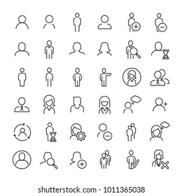 Modern outline style person icons collection. Premium quality symbols and sign web logo collection. Pack modern infographic logo and pictogram. Simple people pictograms on a white background.