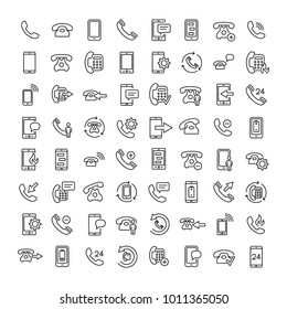 Modern outline style phone icons collection. Premium quality symbols and sign web logo collection. Pack modern infographic logo and pictogram. Simple mobile pictograms on a white background.