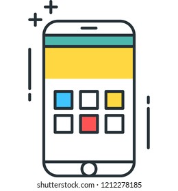 Modern outline vector icon of front view smartphone illustration