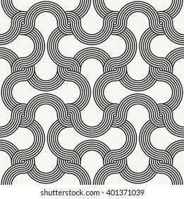 Modern outlined ornamental background with network structure of twisted lines - vector seamless pattern