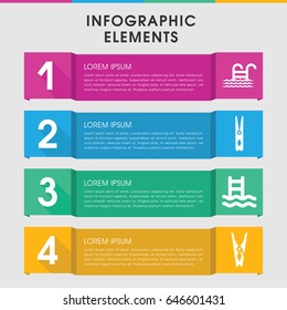 Modern outside infographic template. infographic design with outside icons includes cloth pin, pool ladder. can be used for presentation, diagram, annual report, web design.