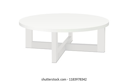 Modern oval coffee table, tea table, isolated on white background. Vector illustration