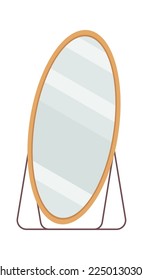 Modern oval full length mirrors flat icon. Vector illustration