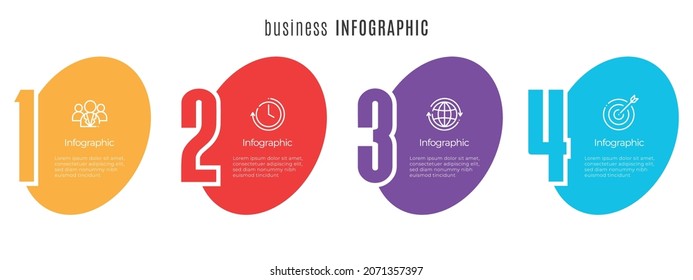 Modern oval with numbers timeline infographic template 4 steps