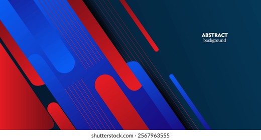 Modern overlapping bright abstract background in colorful blue and red with stripes. Abstract rectangle box simple background for banner, flyer, design and business card. Vector Eps10