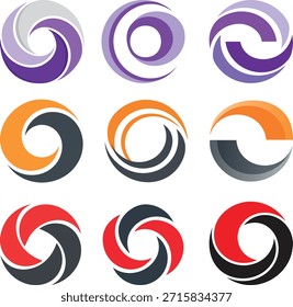 Conjunto de logotipo de remolino circular superpuesto moderno