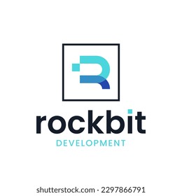 Modern overlapping letter R initial logo is very suitable for companies with a technology theme.