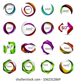 Moderne überlappende Formen geometrische Logos. Vektorsymbole einzeln auf Weiß