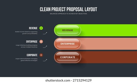 Diseño de marco de infografía de 3 elementos. Propuesta del inversor Diseño de diapositiva de diagrama de tres opciones. Empresa Solución Presentación Plantilla Ilustración vectorial.