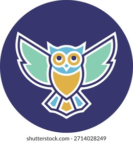 Icono de búho moderno en estilo de Vector plano limpio con Formas audaces y colores equilibrados. Ideal para logotipos, App, educación, branding, diseño de interfaz de usuario y proyectos digitales o impresos.