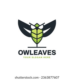 Modern Owl Leaves Logo Vector Icon Template