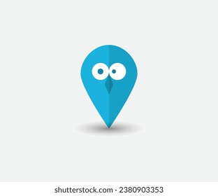 Modern owl location pin vector design, can use as logo, travel blog, icon, game, symbol etc.