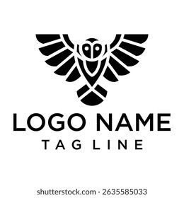Modern owl logo with bold geometric shapes and symmetry, perfect for tech, security, education, or creative branding.