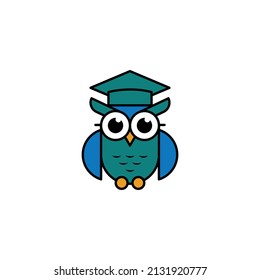 Diseño del logotipo de búho moderno. con gorra y diploma bueno para empresas, escuelas y colegios. Ilustración de arte vectorial.