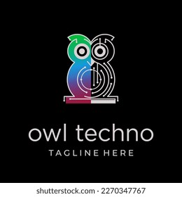 modern owl logo illustration with abstract owl concept, connective tissue and with gradient color. design logo template