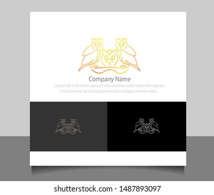 Modern owl logo vector ilustration template with monoline style. Creative logo vector. Eps 10.