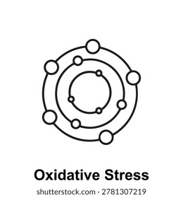 Modern oxidative stress icon representing cellular damage, free radicals, and antioxidant imbalance in a clean and minimal vector style designed for clarity and professional use. Ideal for healthcare, biology, nutrition, and medical-related projects including apps, UI UX design, and educational content. Fully editable and scalable vector icon suitable for digital and print use.