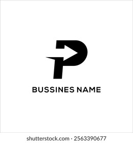 modern p arrow logo, forward right arrow design, fast vector