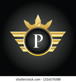 Modern P Circle Crown Logo  Illustration, Vector.