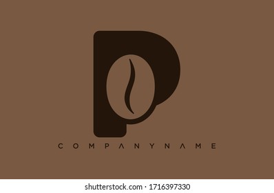 Modern P Letter coffee company logo. creative emblem espresso design. initial brand template.