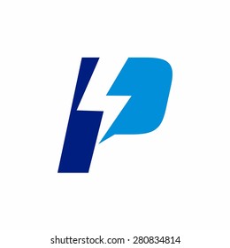 Modern P letter company logo, clean design. power logo. thunder P logo template. letter P icon vector