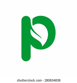 Modern p letter company logo, clean design. ecology logo. letter p icon vector. leaf logo template.