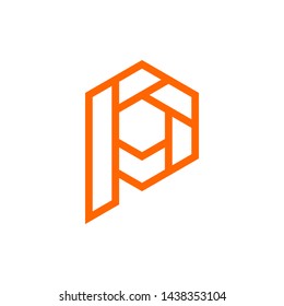 Modern P logo design with line concept