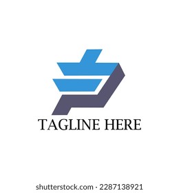 Modern P text vector, free design, elegant logo.