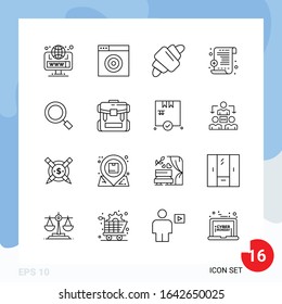 Modern Pack of 16 Icons. Line Outline Symbols isolated on White Backgound for Website designing