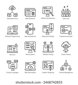 Modern Pack of 16 Programming Linear Icons 

