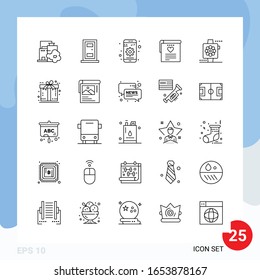 Modernes Paket mit 25 Symbolen. Zeilenumbruch-Symbole einzeln auf weißem Hintergrund für Webdesign
