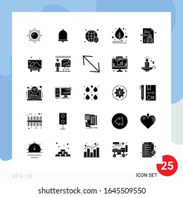 Modern Pack of 25 Icons. Solid Glyph Symbols isolated on White Backgound for Website designing