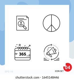 Modern Pack of 4 Icons. Line Outline Symbols isolated on White Backgound for Website designing