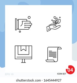 Modern Pack of 4 Icons. Line Outline Symbols isolated on White Backgound for Website designing
