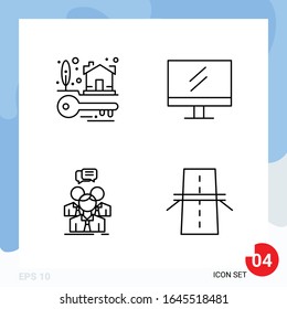 Modern Pack of 4 Icons. Line Outline Symbols isolated on White Backgound for Website designing