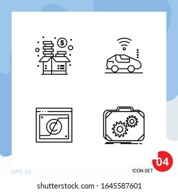 Modern Pack of 4 Icons. Line Outline Symbols isolated on White Backgound for Website designing